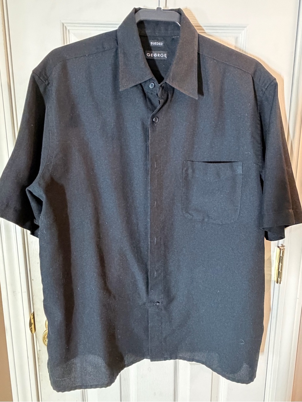 George Black Short-Sleeve Casual Button-Down Shirt